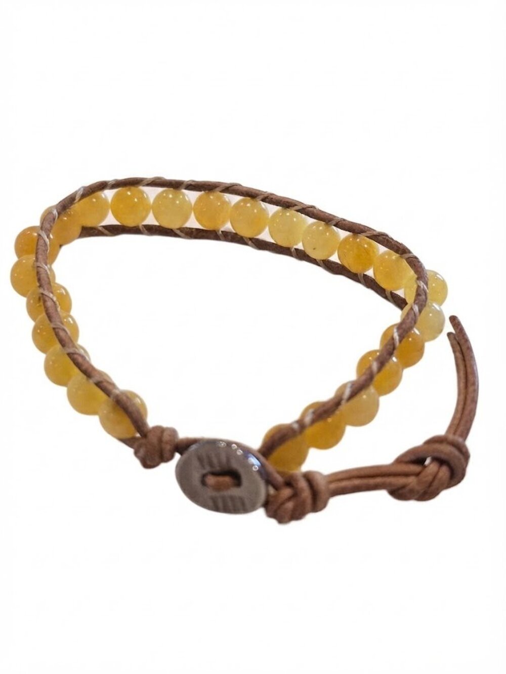 Citrine Beaded Leather Wrap Bracelet